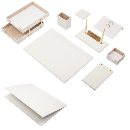 MOOG Leather Desk Set - Double Document Tray- White - 10 PCS - Kool Products