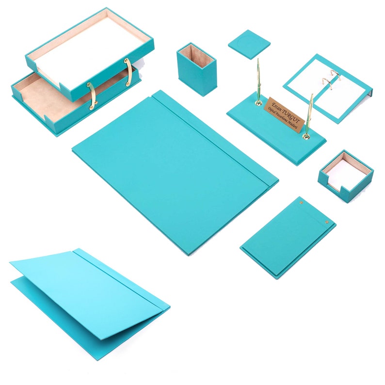 MOOG Leather Desk Set - Double Document Tray- White - 10 PCS - Kool Products