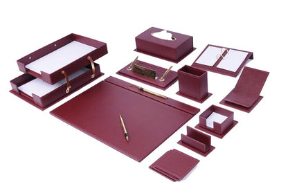 MOOG Luxury Desk Set- 14 Accessories -Burgundy- 14 PCS - Kool Products