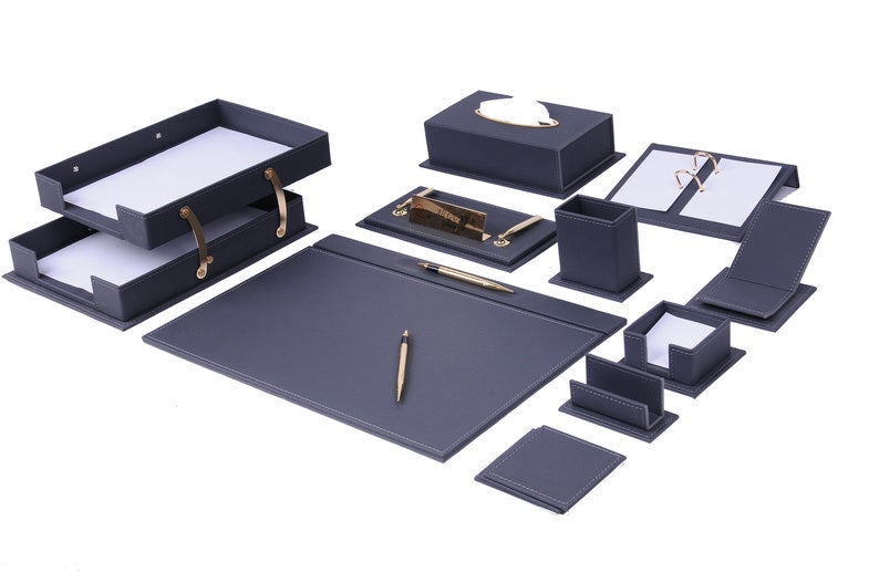 MOOG Luxury Desk Set- 14 Accessories -Tan- 14 PCS - Kool Products