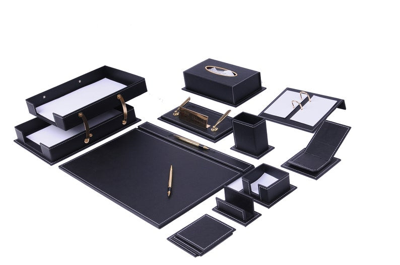 MOOG Luxury Desk Set- 14 Accessories -Tan- 14 PCS - Kool Products