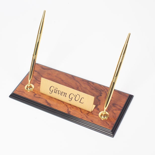 MOOG Prestige  Personalized Wooden Brown Desk Set - 8 PCS - Kool Products