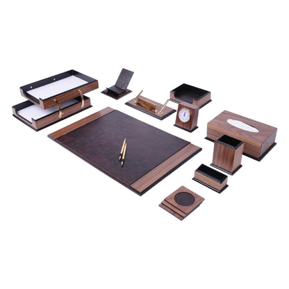 MOOG Prestige Wood Desk Set - Walnut-  12PCS - Kool Products