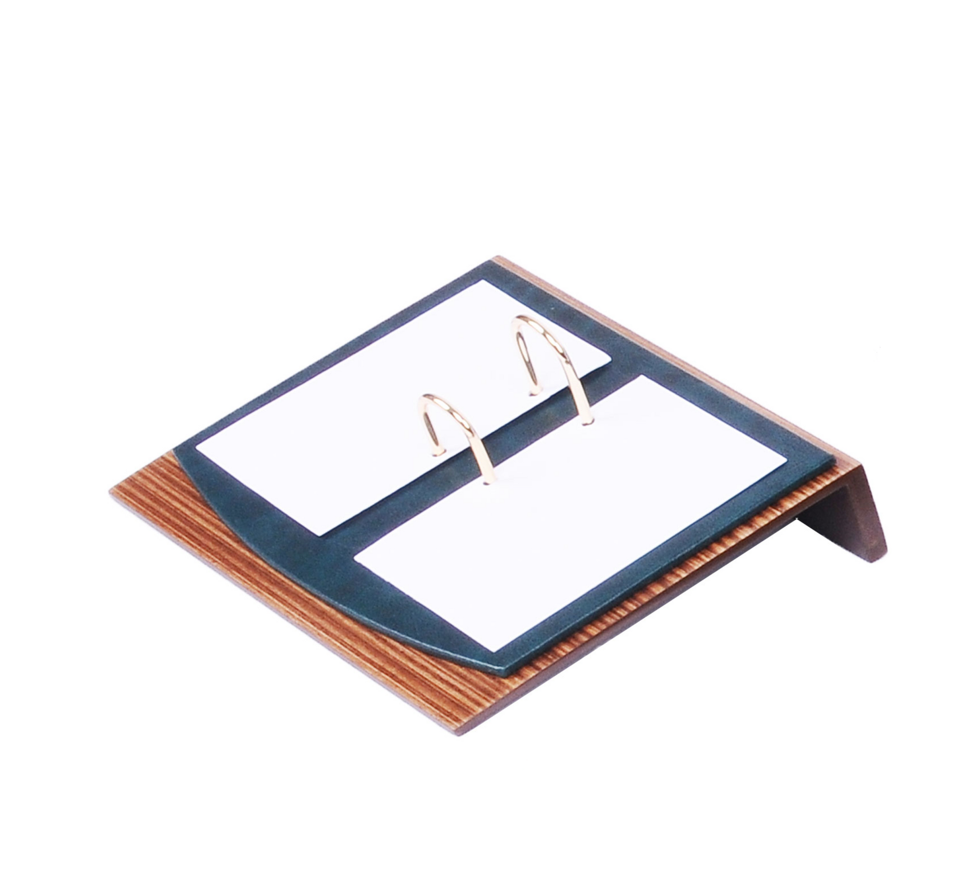 MOOG Star Leather Desk Set -Walnut Wood Combination -Double Document Tray - Brown -11 PCS - Kool Products