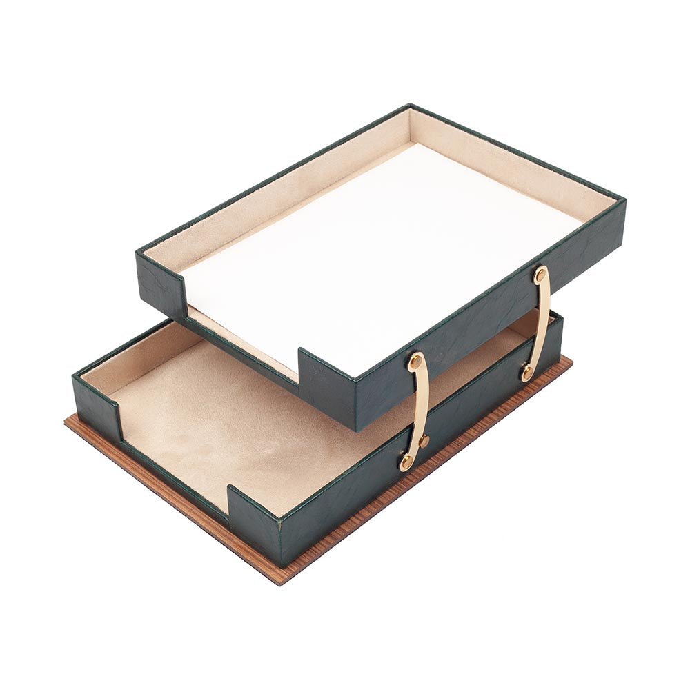 MOOG  Star Wooden Leather Double Document Tray - Kool Products