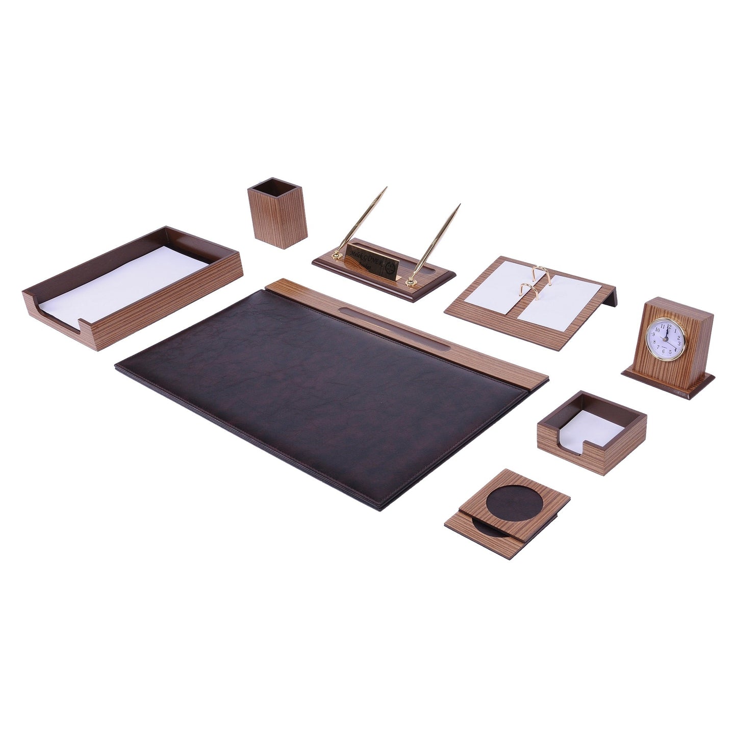 MOOG Zebrona Leather Desk Organizer Set- 11 PCS - Kool Products