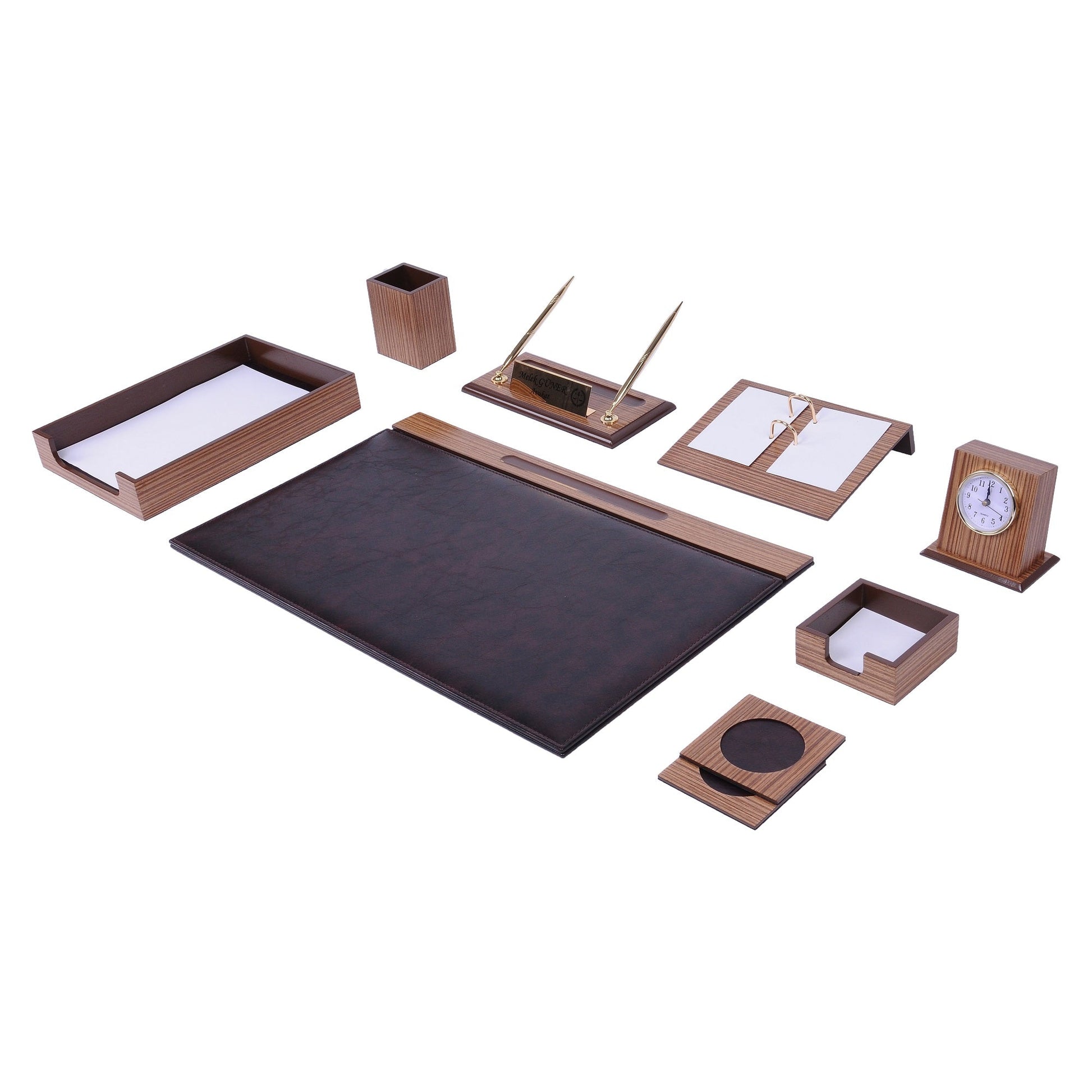 MOOG Zebrona Leather Desk Organizer Set- 11 PCS - Kool Products