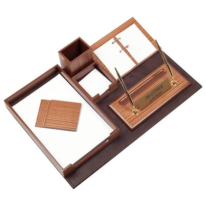 MOOG Zebrona Leather Desk Organizer Set- 11 PCS - Kool Products