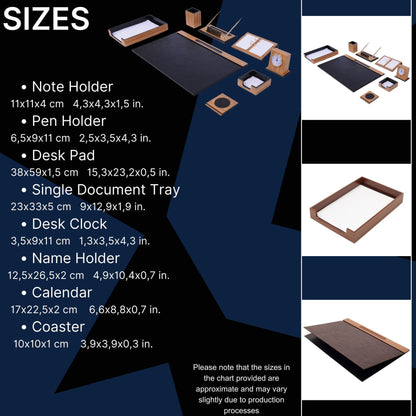 MOOG Zebrona Leather Desk Set-Black- 11 PCS - Kool Products