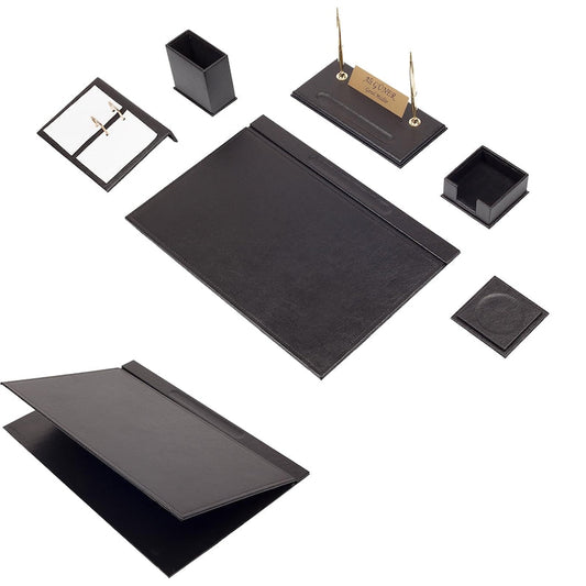MOOG Leather Desk Set-8 Accessories - Black - 8 PCS - Kool Products