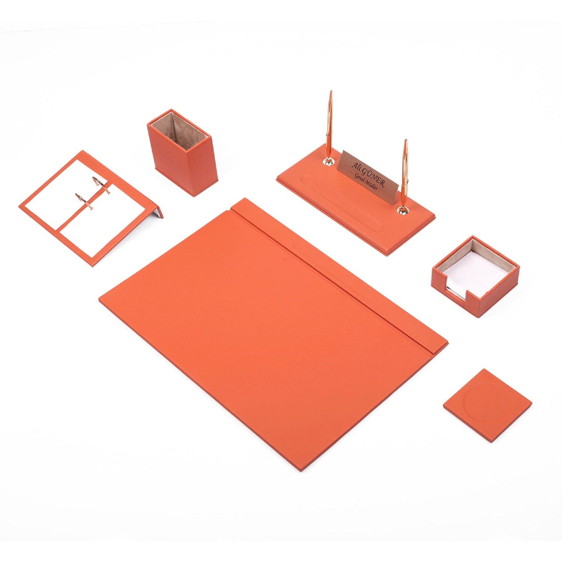 MOOG Leather Desk Set-8 Accessories - Red - 8 PCS - Kool Products