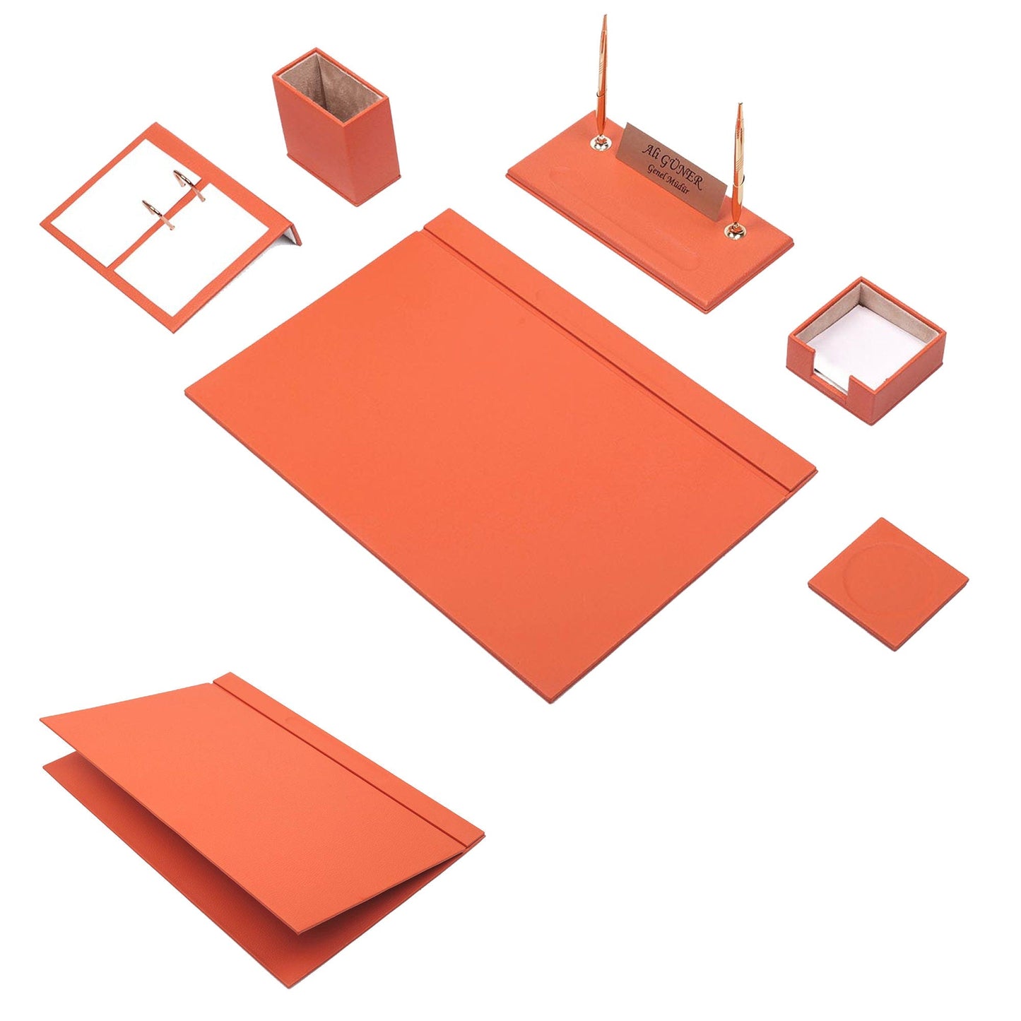 MOOG Leather Desk Set-8 Accessories - White - 8 PCS - Kool Products