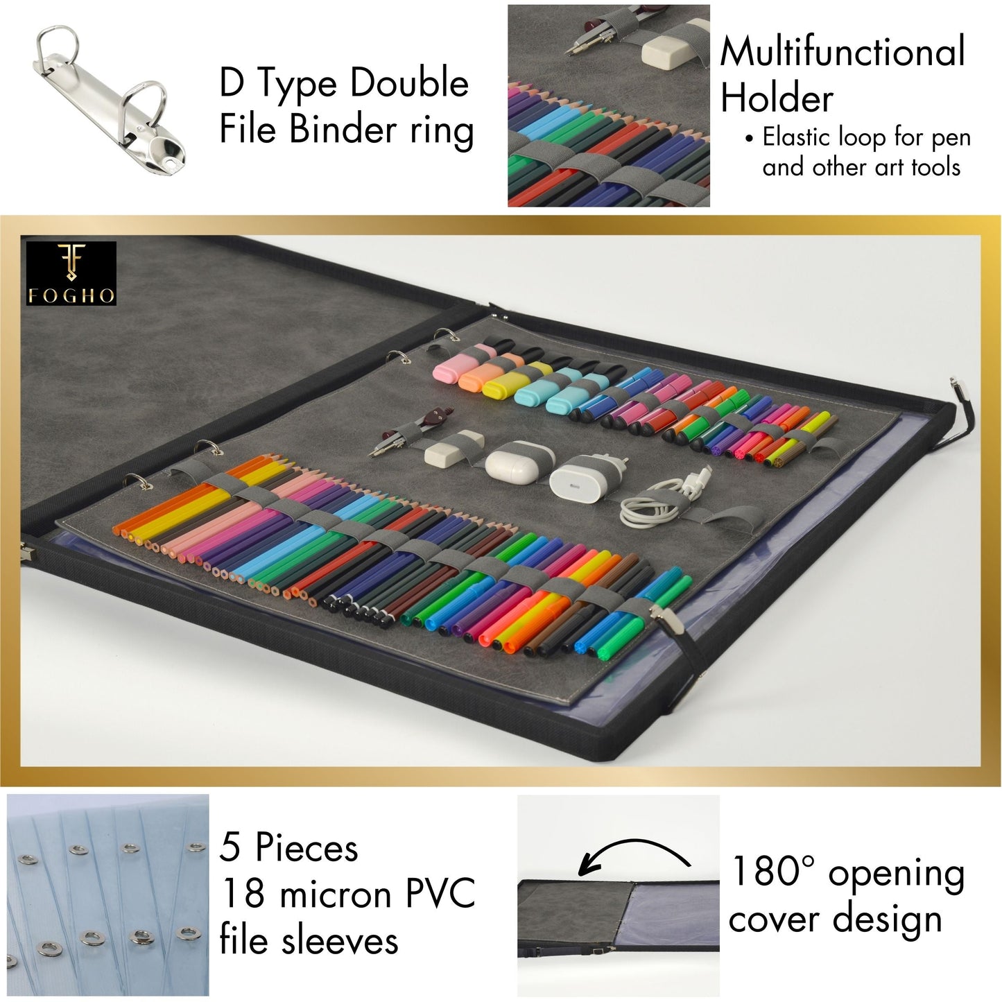 Leather Binder Leather Portfolio Gifts For Painters - Portfolio Binder- Art Supplies Organizer - Kool Products