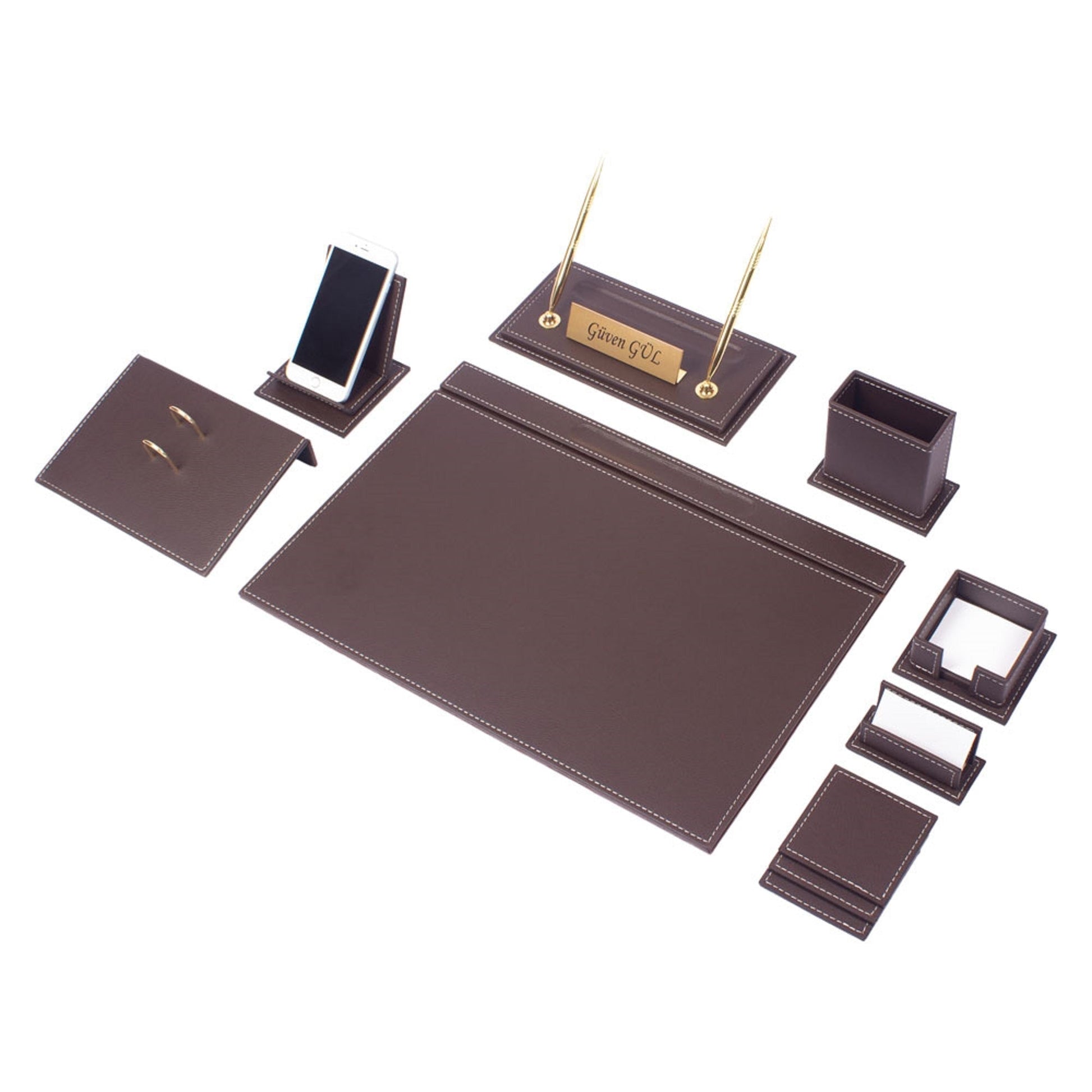 MOOG Luxury Desk Set-12 Accessories -Brown - 12 PCS - Kool Products