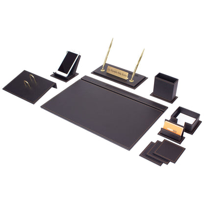 MOOG Luxury Desk Set-12 Accessories -Brown - 12 PCS - Kool Products