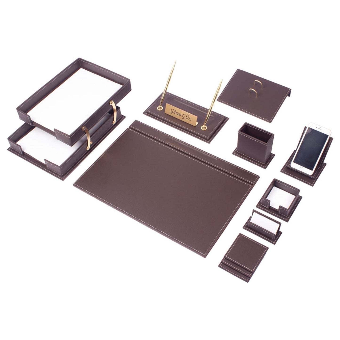 MOOG Luxury Desk Set - Double Document Tray- Black- 13 PCS - Kool Products