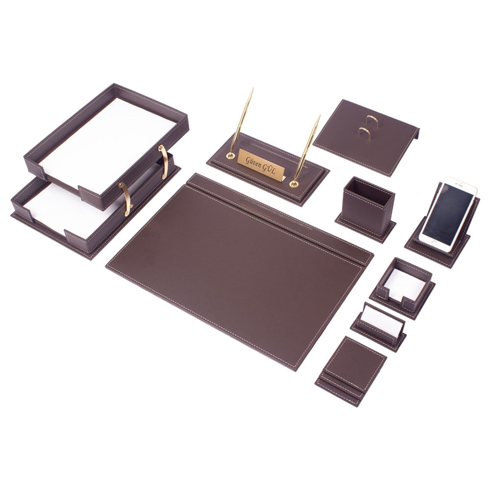 MOOG Luxury Desk Set - Double Document Tray- Black- 13 PCS - Kool Products