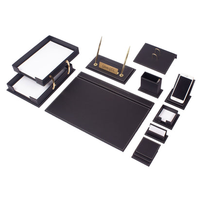 MOOG Luxury Desk Set - Double Document Tray- Black- 13 PCS - Kool Products
