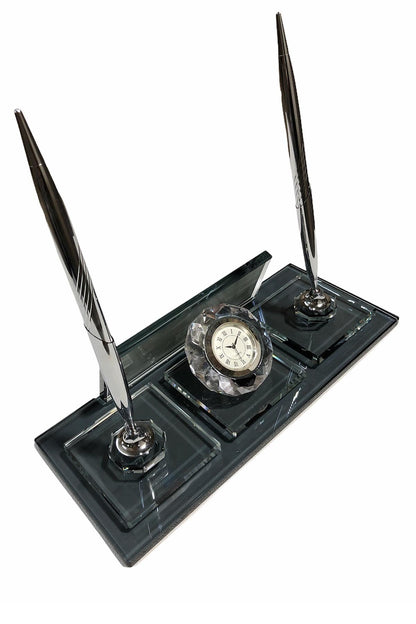 MOOG  Glass Desk Name Plate (with Clock) - Kool Products