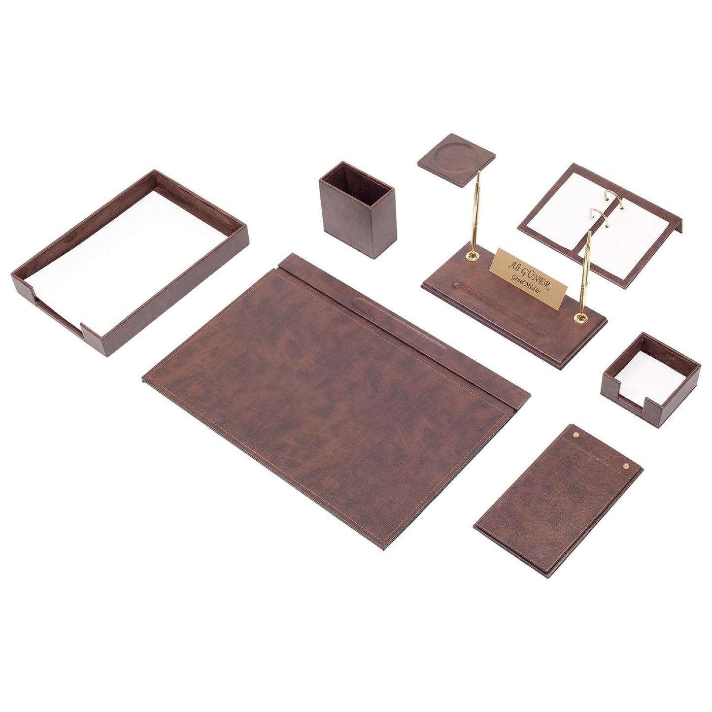 MOOG Leather Desk Set - Single Document Tray- Green - 10 PCS - Kool Products