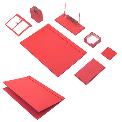 MOOG Leather Desk Set -  Pink - 9 PCS - Kool Products