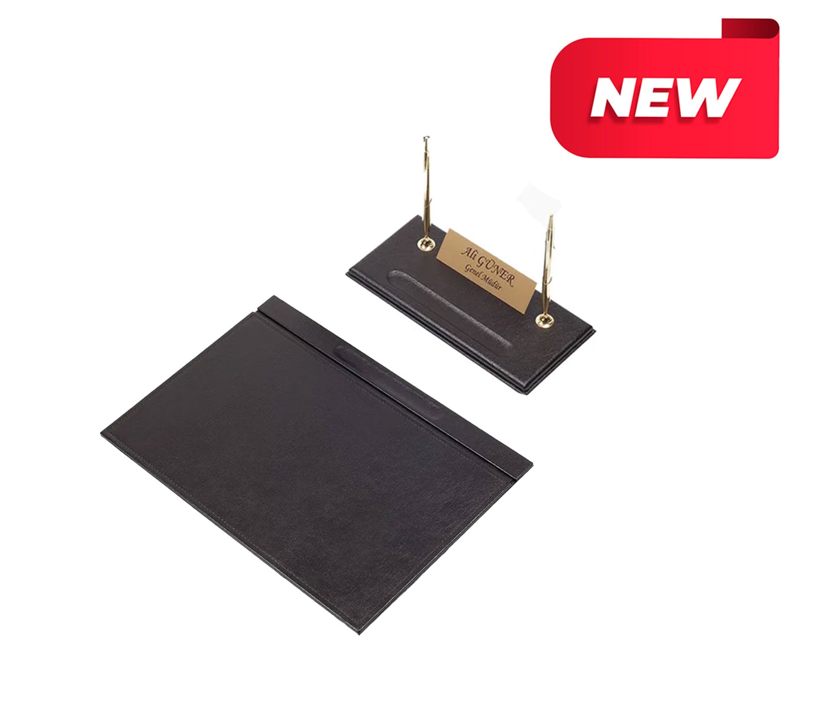 MOOG Leather Desk Set - Orange- 2 PCS - Kool Products