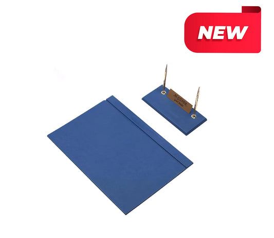 MOOG Leather Desk Set - Blue- 2 PCS - Kool Products