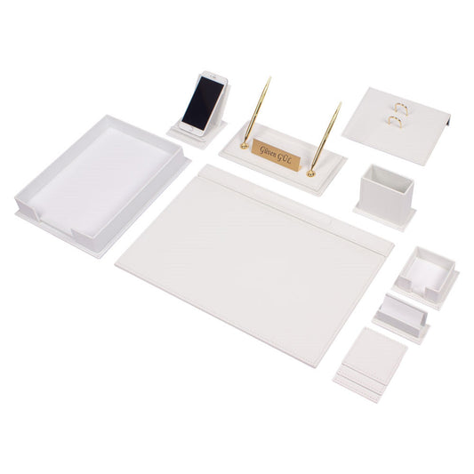 MOOG Luxury Desk Set - Single Document Tray- White- 13 PCS - Kool Products
