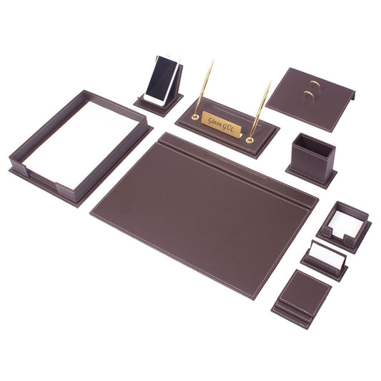 MOOG Luxury Desk Set - Single Document Tray- Brown - 13 PCS - Kool Products