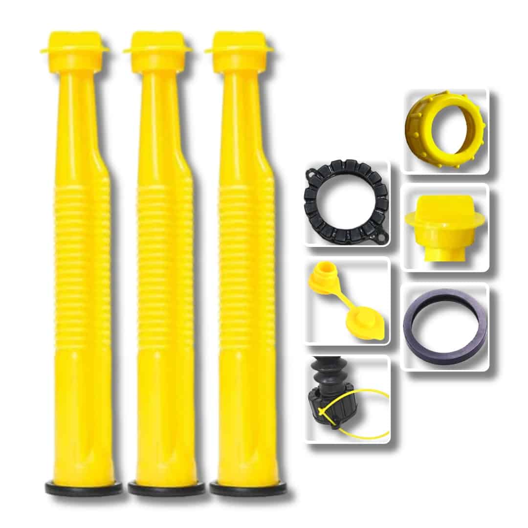 1 Set Gas Can Spout Nozzle Vent Replacement Plastic Yellow For