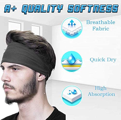 Mens Headband for Long Hair - Women Workout Head Band - Unisex Running Headbands - Mens Workout Hairband - Head Band for Men & Women - 4 Colors Pack (Red, Orange, Black and Grey) 9.99 freeshipping - Kool Products
