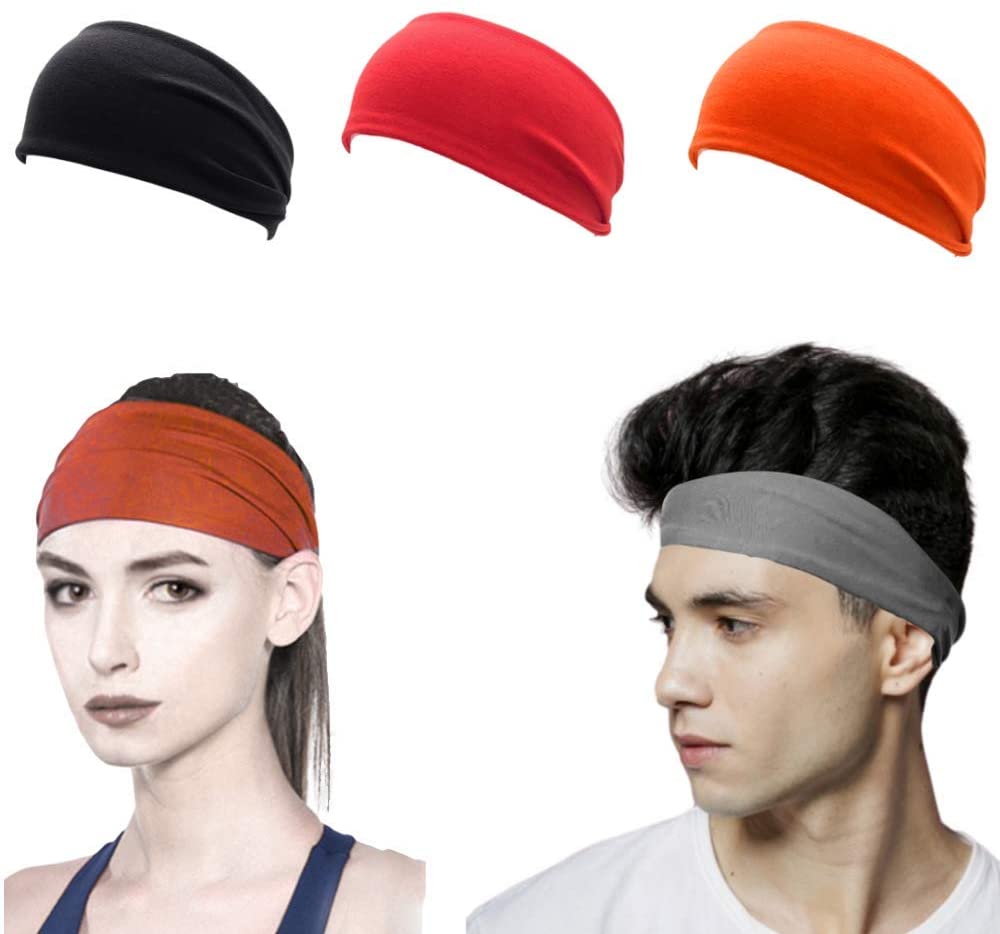 Mens Headband for Long Hair - Women Workout Head Band - Unisex Running Headbands - Mens Workout Hairband - Head Band for Men & Women - 4 Colors Pack (Red, Orange, Black and Grey) 9.99 freeshipping - Kool Products