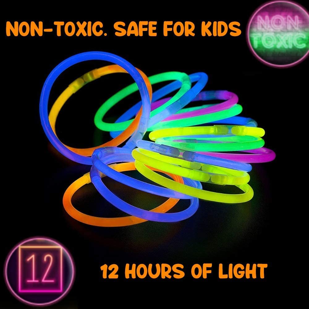 50 Glow Sticks Bulk Party Supplies Set Glow in The Dark Party Light Up  Sticks Party Favors,Include 50 8