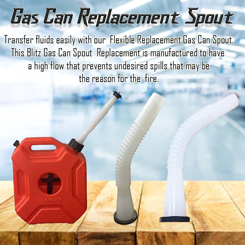 (6 Pack) Quality Gas Can Spout with Gasket, Cap, Stopper and Rear