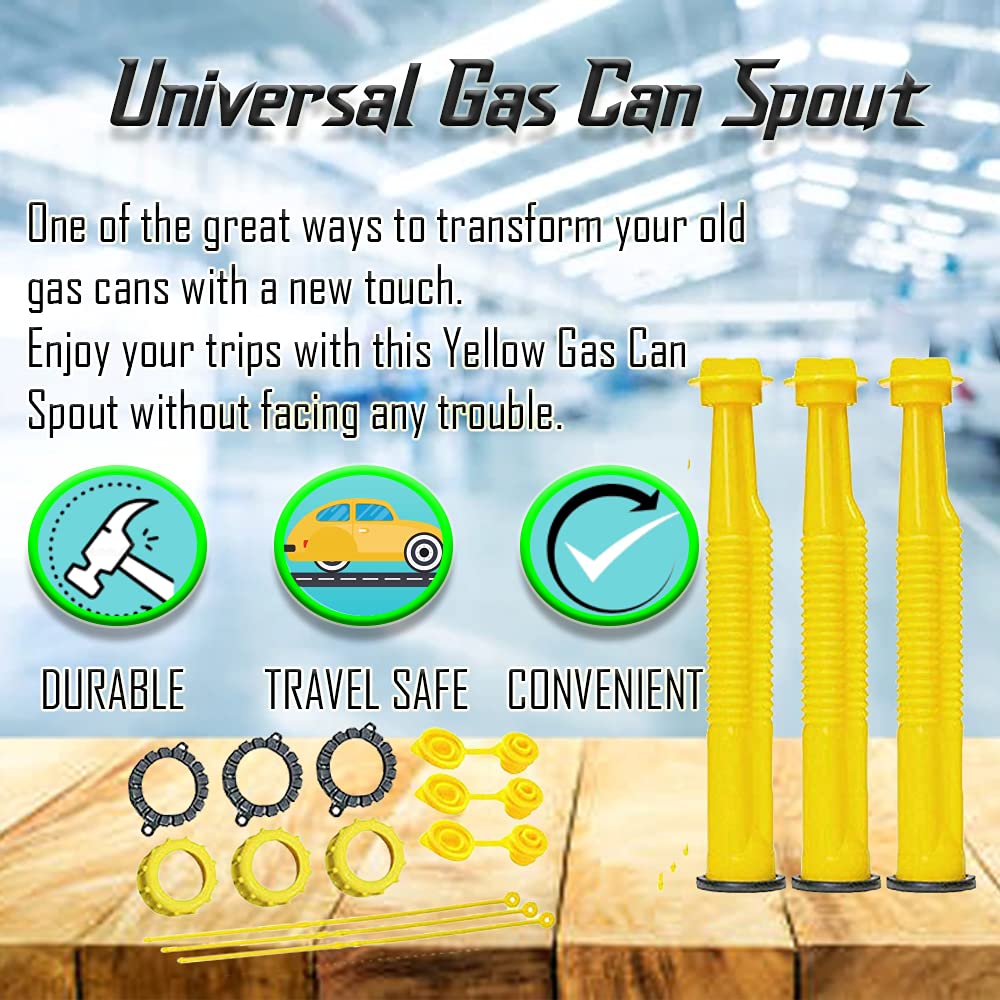  3-kit Universal Gas Can Spout Replacement No Spill