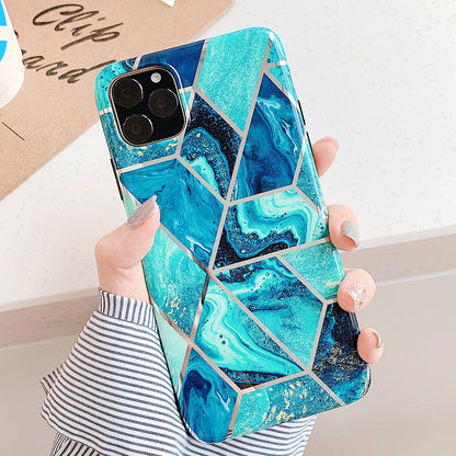 KP KOOL PRODUCTS New Marble Case Compatible with iPhone (12/12 Pro)/12 Pro Max, Geometric Marble Case Hard PC Bumper Protective & Shockproof Shell Cover (12 Pro Max, Blue) 12.99 freeshipping - Kool Products