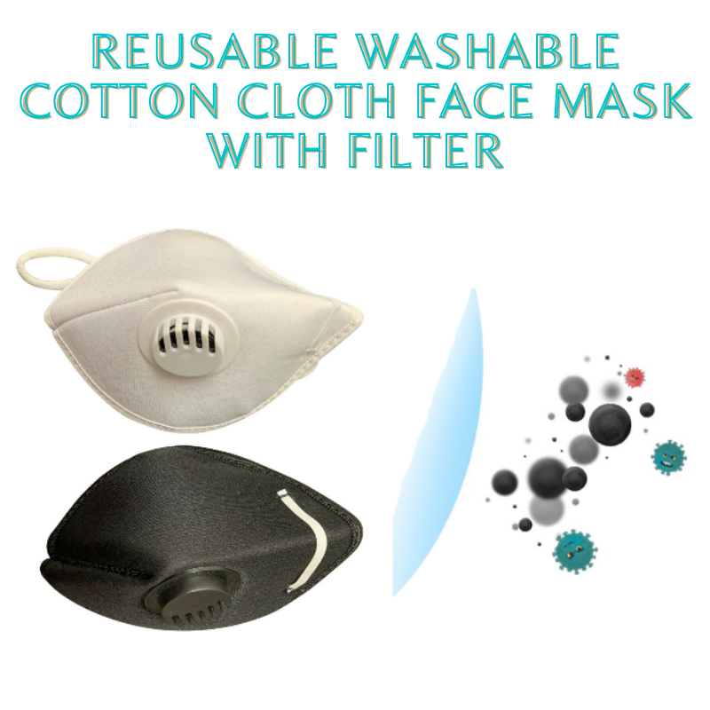 6 Pack (3 Black + 3 White) Reusable Washable Cotton Cloth Face Mask with Filter 6.99 freeshipping - Kool Products