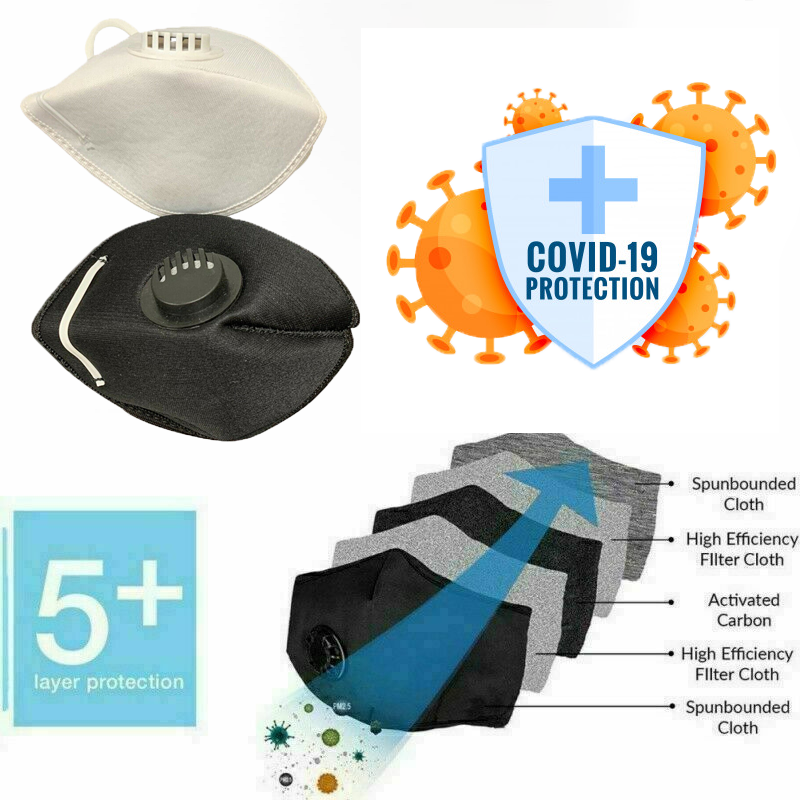 6 Pack (3 Black + 3 White) Reusable Washable Cotton Cloth Face Mask with Filter 6.99 freeshipping - Kool Products