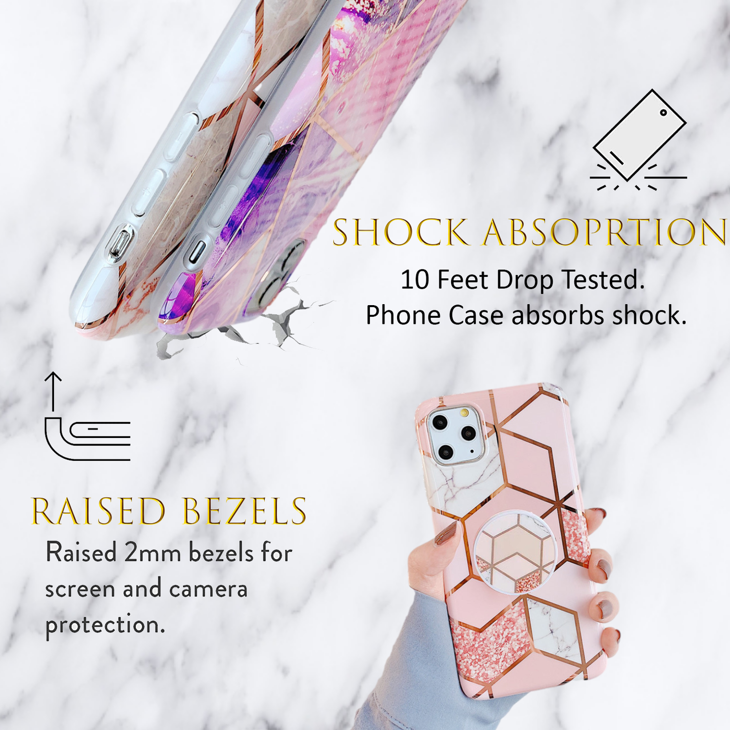 KP KOOL PRODUCTS New Marble Case Compatible with iPhone (12/12 Pro)/12 Pro Max, Geometric Marble Case Hard PC Bumper Protective & Shockproof Shell Cover (12 Pro Max, Blue) 12.99 freeshipping - Kool Products