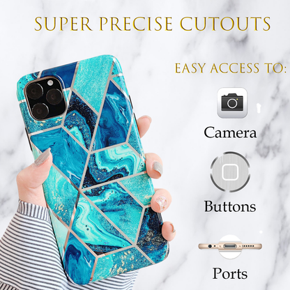 KP KOOL PRODUCTS New Marble Case Compatible with iPhone (12/12 Pro)/12 Pro Max, Geometric Marble Case Hard PC Bumper Protective & Shockproof Shell Cover (12 Pro Max, Blue) 12.99 freeshipping - Kool Products