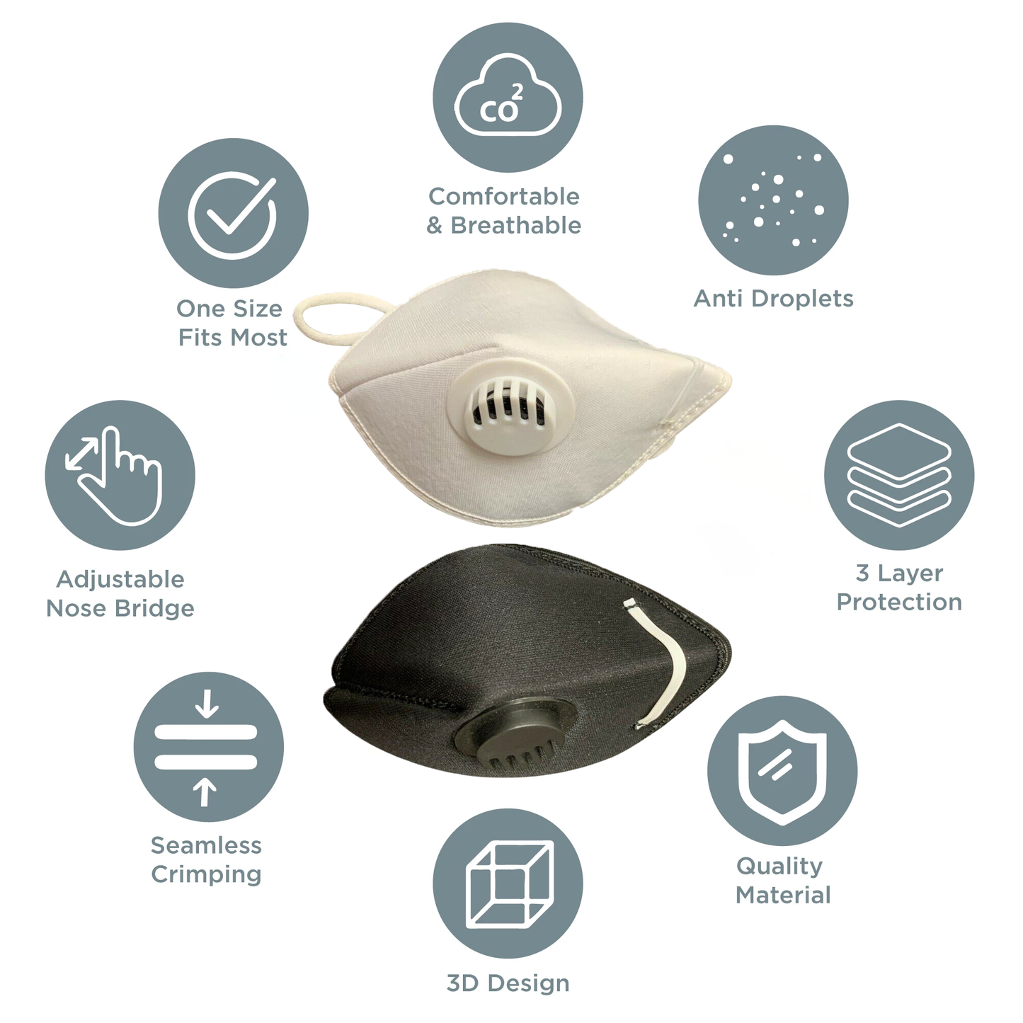 6 Pack (3 Black + 3 White) Reusable Washable Cotton Cloth Face Mask with Filter 6.99 freeshipping - Kool Products