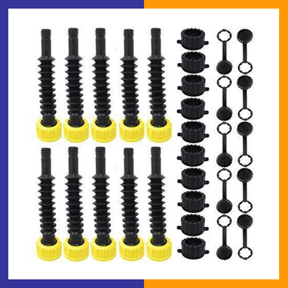 Pack of 10 - Flexible Replacement Gas Spout with Fine and Coarse Thread Caps 84.99 freeshipping - Kool Products