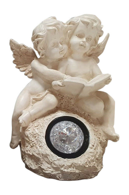 Solar Powered Figurine With Two Angels READING (LIGHTS UP) 53.18 freeshipping - Kool Products