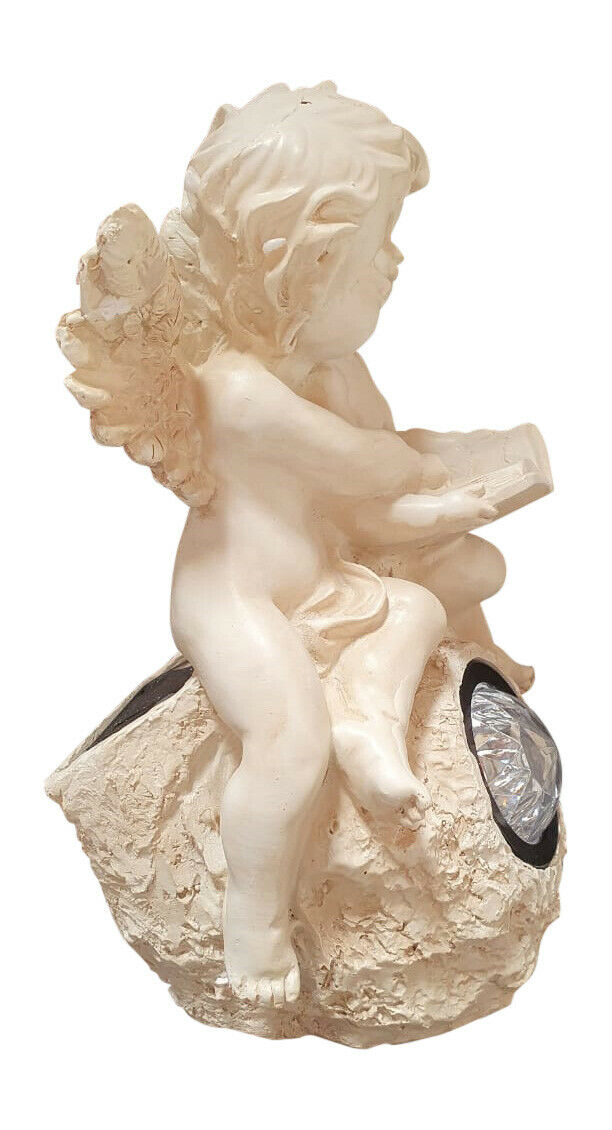 Solar Powered Figurine With Two Angels READING (LIGHTS UP) 53.18 freeshipping - Kool Products