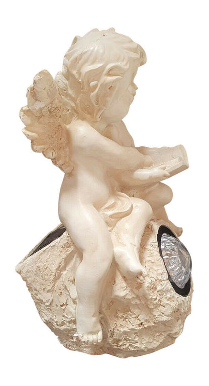Solar Powered Figurine With Two Angels READING (LIGHTS UP) 53.18 freeshipping - Kool Products