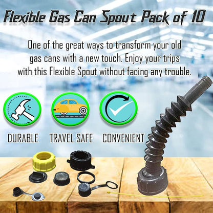 Flexible Replacement Gas Spout with Fine and Coarse Thread Caps (Pack of 10) 84.99 freeshipping - Kool Products