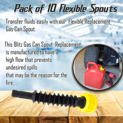 Flexible Replacement Gas Spout with Fine and Coarse Thread Caps (Pack of 10) 84.99 freeshipping - Kool Products