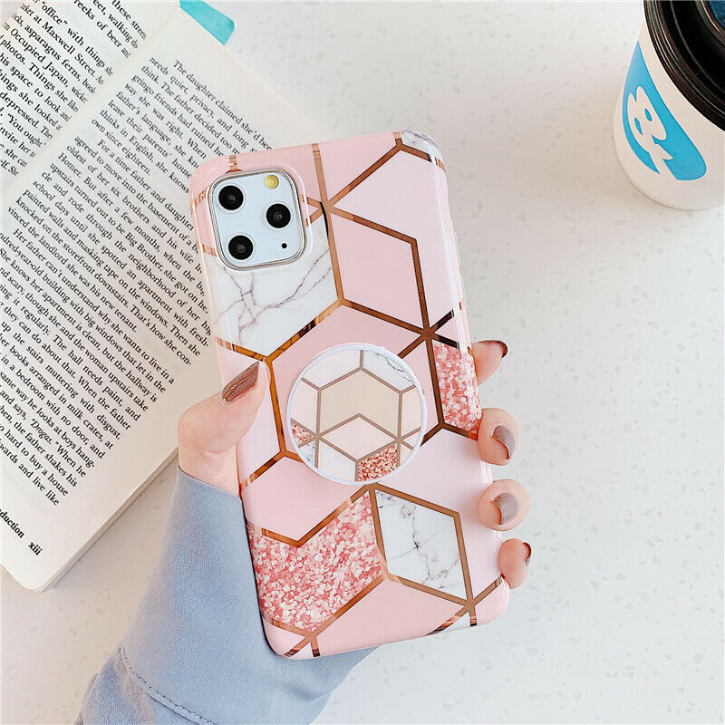 Geometric Marble Case Hard PC Bumper Protective & Shockproof Shell Cover (12/12 Pro/12 Pro Max with Pop Socket, Coral) 14.99 freeshipping - Kool Products